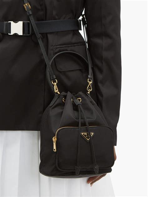 prada mini bucket bag leather|prada black nylon bucket bag.